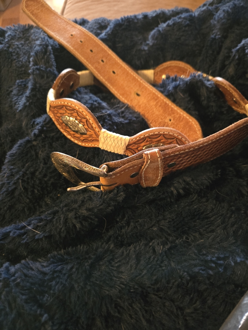 Brown Braided Leather Western-Style Men’s Belt